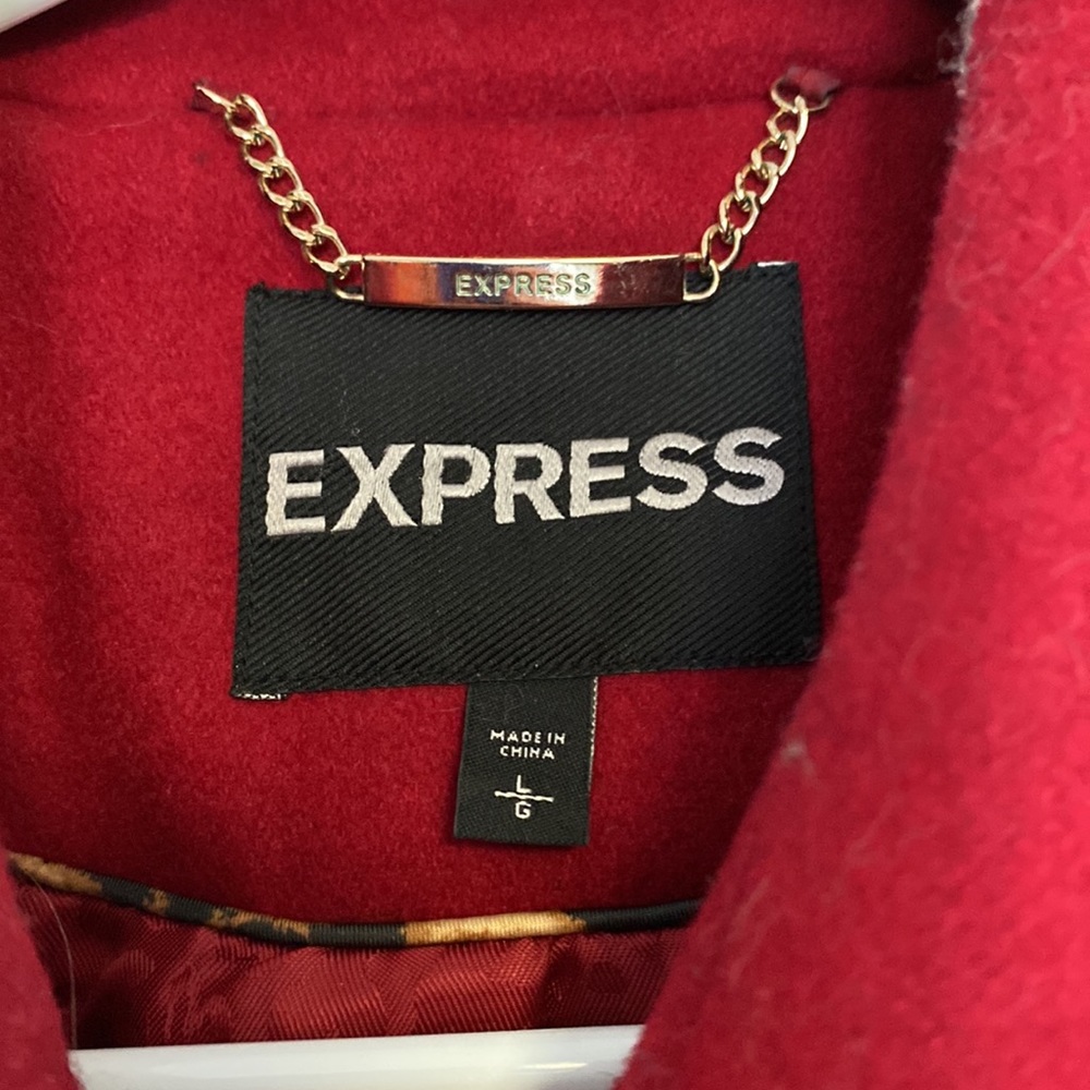 Express Red Pea Coat - Picture 3 of 3